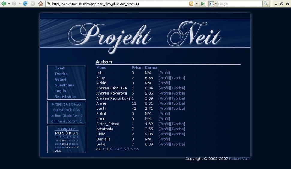 Projekt Neit - zoznam autorov