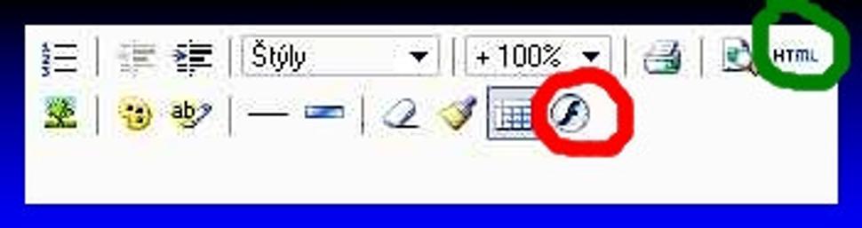 tlačidlo na vloženie flash okna