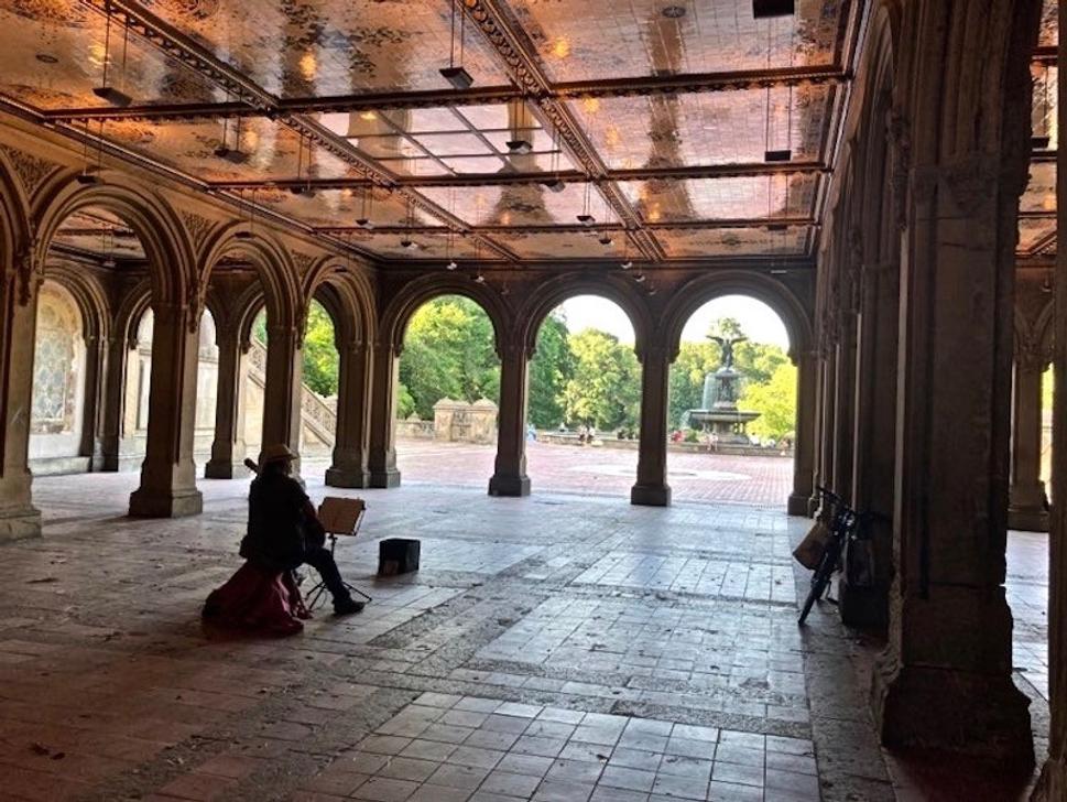 Bethesda Terrace and Fountain je niečo ako srdce Central Parku. Tento rok poloprázdna.