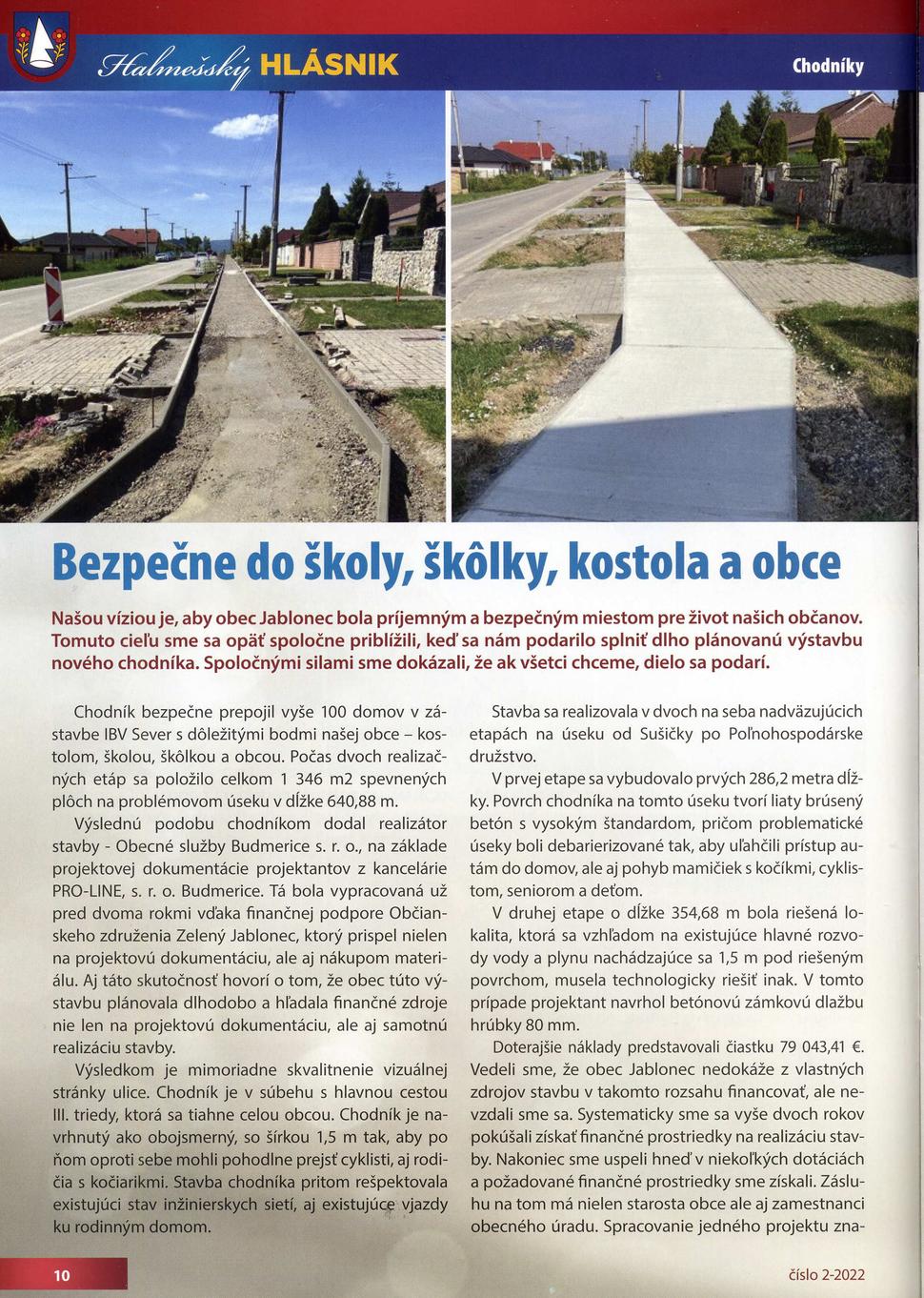 Článok v Halmešskom hlásniku číslo 2/2022