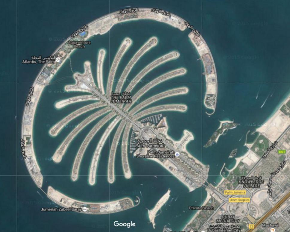 Satelitné zábery Palm Jumeirah
