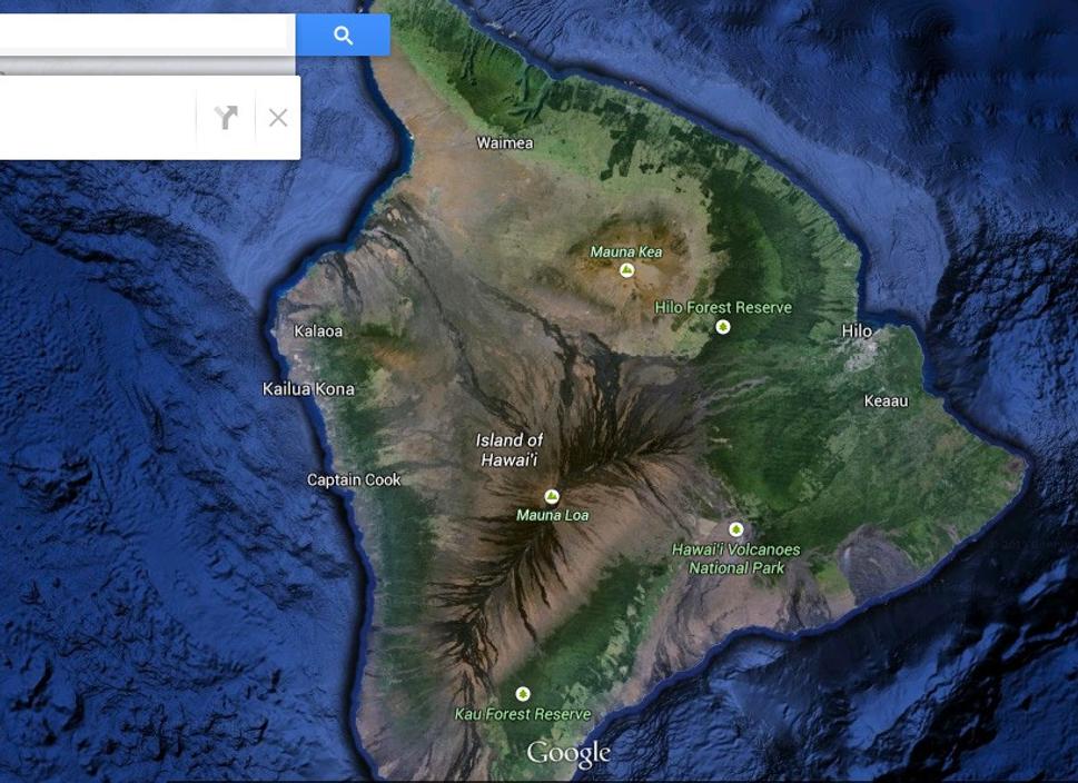 Už z pohľadu na ostrov na Google Maps vidno, že na ostrove sa vyskytuje hneď niekoľko rôznych mikroklím – od snehu na Mauna Kea cez lávové pustiny až po dažďové pralesy v okolí Hila.