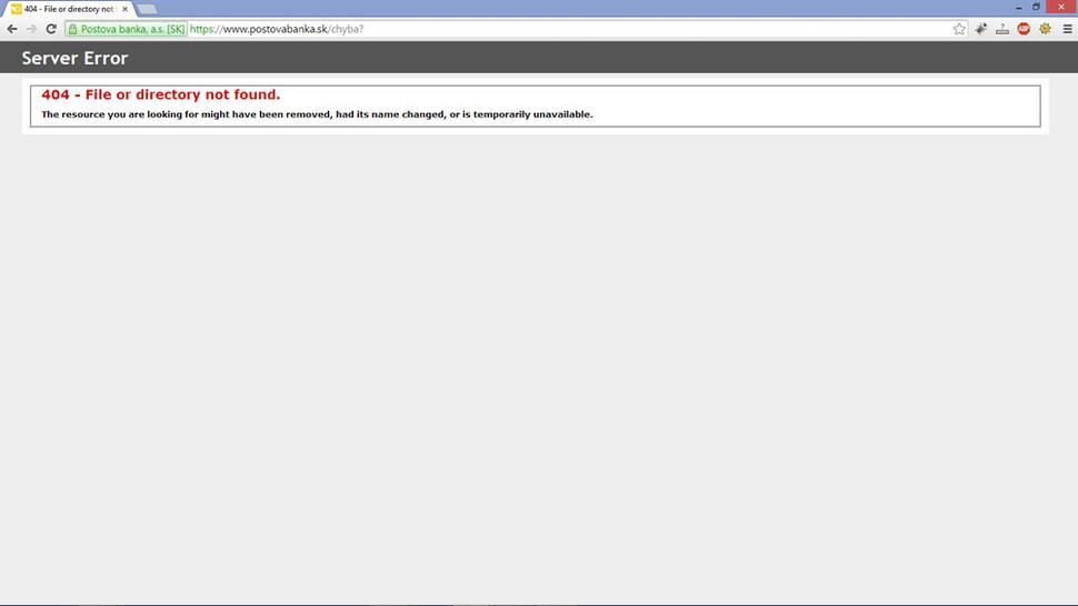 Výpadok webu postovej banky 14.08.2014
