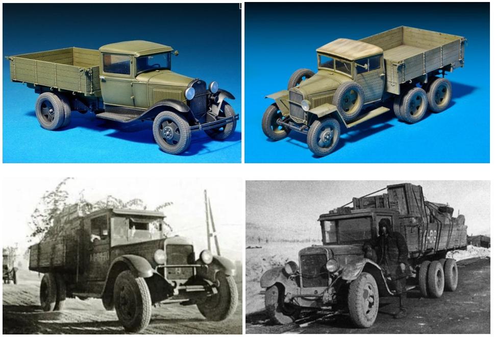 Sovietmi vyrábané americké vozidlá GAZ AA, GAZ AAA, ZIS-5 a ZIS-6