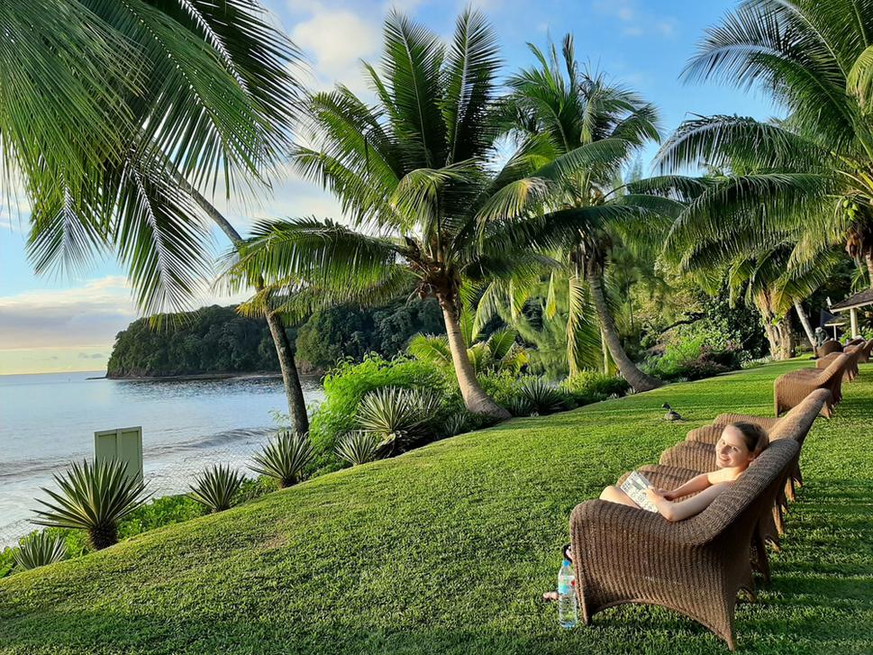 Lafayette beach z hotela Tahiti Pearl Beach Resort. Autor: Eleonóra Šešerová, licencia: CC BY-SA 4.0.
