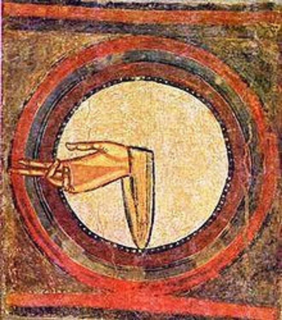 Božia ruka z Katalánska. V rannom stredoveku sa boh nesmel zobrazovať ako postava. Islam stále dodržiava prísne pravidlá pri zobrazovaní proroka Mohameda.