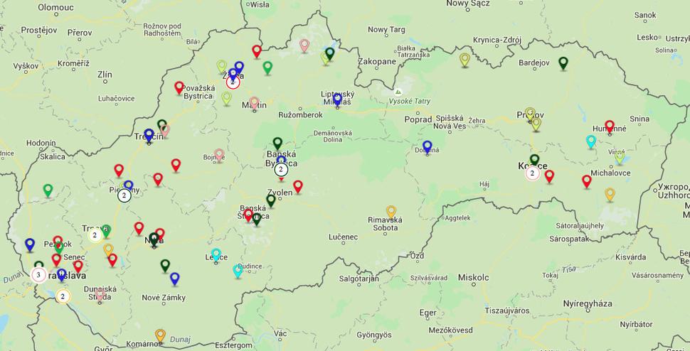 Mapa poslancov NR SR po parlamentných voľbách 2016