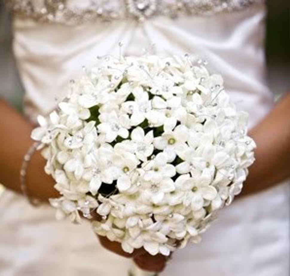 Jarné kvety na svadbu, svadobná kytica stephanotis