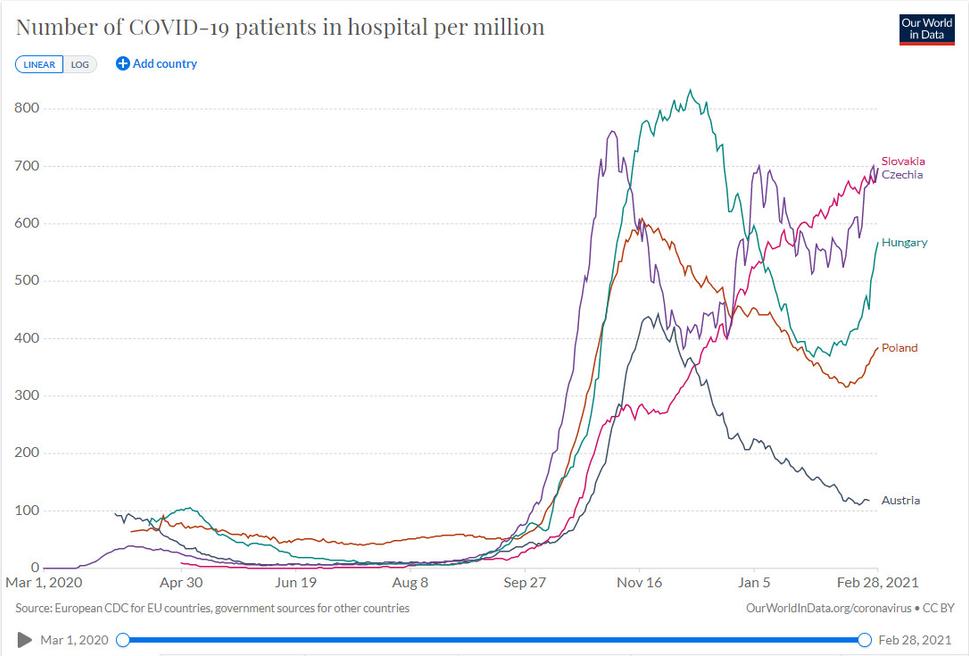 Number of COVID-19 patients in hospitals per million
