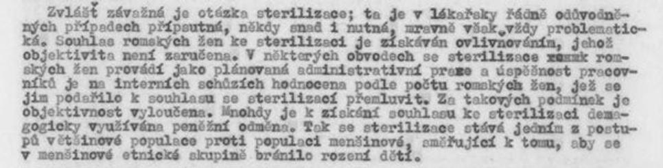výňatok z Dokumentu Charty 77: postavení Cikánú - Romú v ČSSR, december 1978, strana 8.