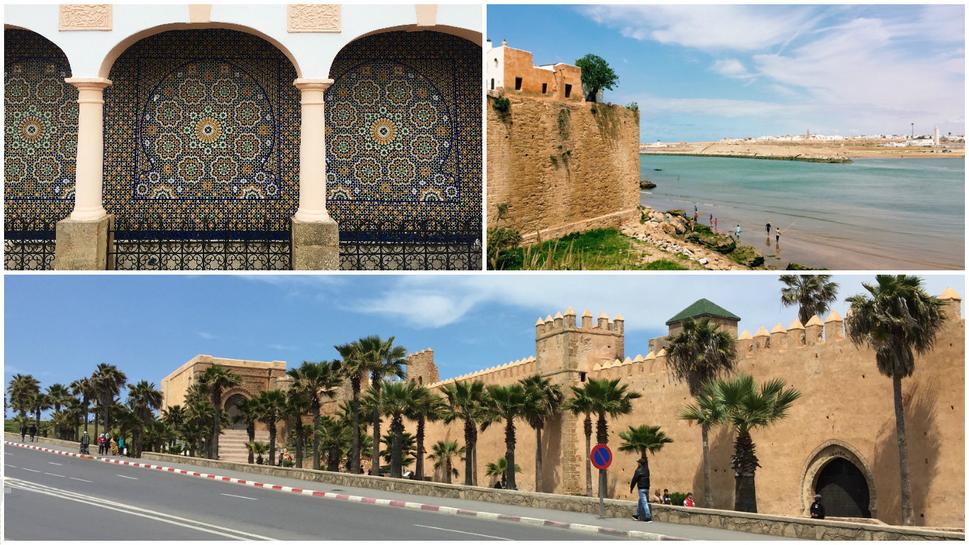 Exkurzia mestom Rabat s výhľadom z pevnosti na administratívny región Salé a pohľad z ulice na vysoké steny, za ktorými sa skrýva Andalúzska záhrada.