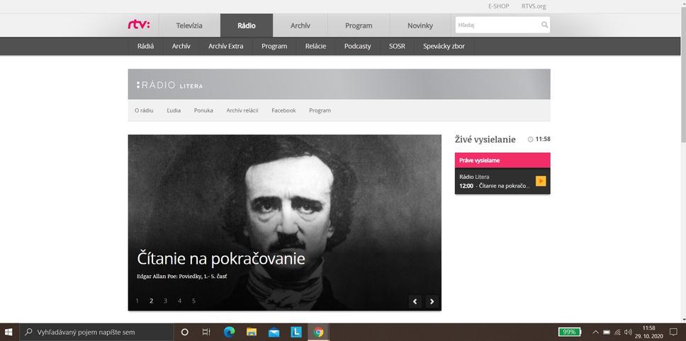 Program venovaný Edgarovi Allanovi Poeovi na rádiu Litera.