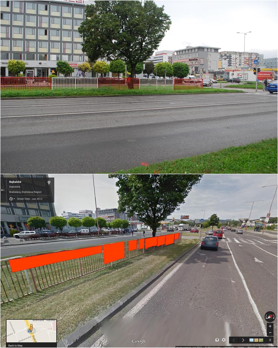 Bajkalská (hore dnes, dole dva roky dozadu)