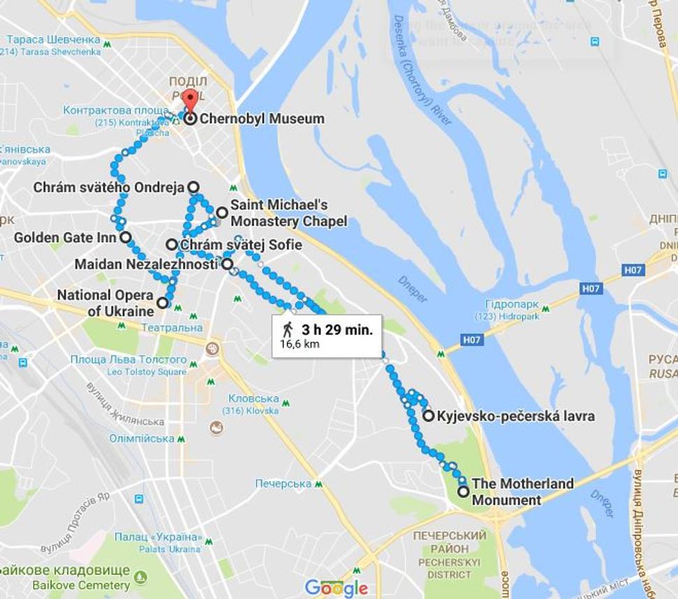 mapa centra s vyznačenými pamiatkami