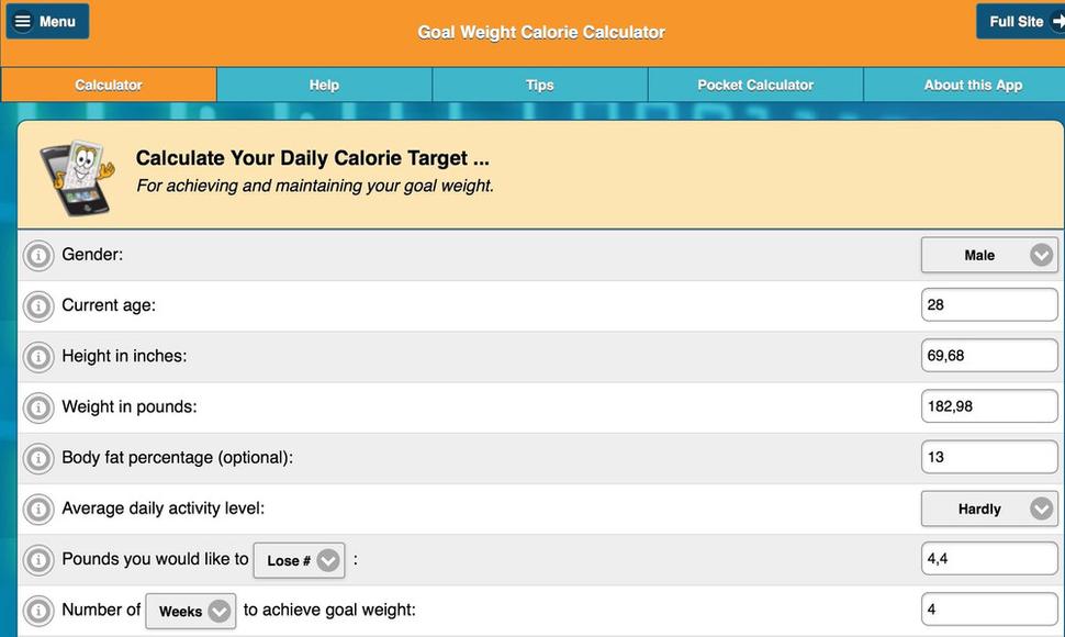 Calcute calories