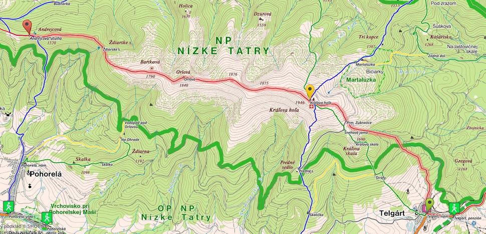Trasa Telgárt - útulňa Andrejcová
