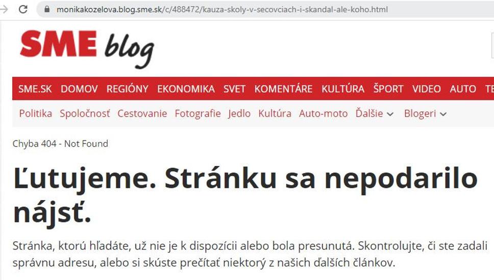 Jeden z piatich vymazaných blogov