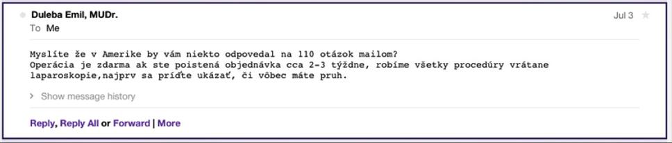 Odpoveď MUDr. Emila Dulebu na TIS mystery email.