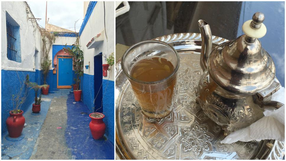 Bielo-modré uličky, ktoré sú súčasťou opevnenia Kasbah