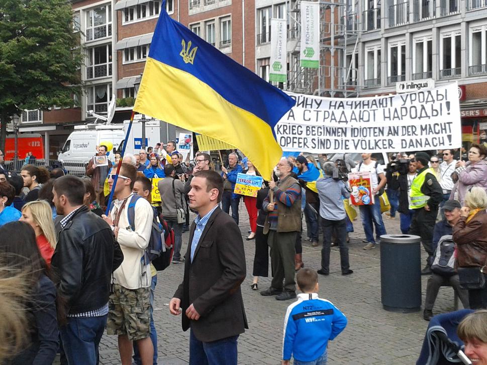 Ukrajinci protestujúci v Aachene, 29 máj, 2014