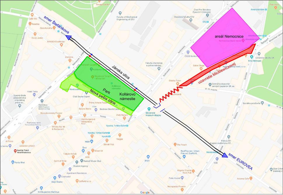 Pôvodná idea nového dopravného prepojenia je súčasťou riešenia Územného plánu Bratislavy. Po jej zrealizovaní kľudne Mickiewiczovu uzavrime.
