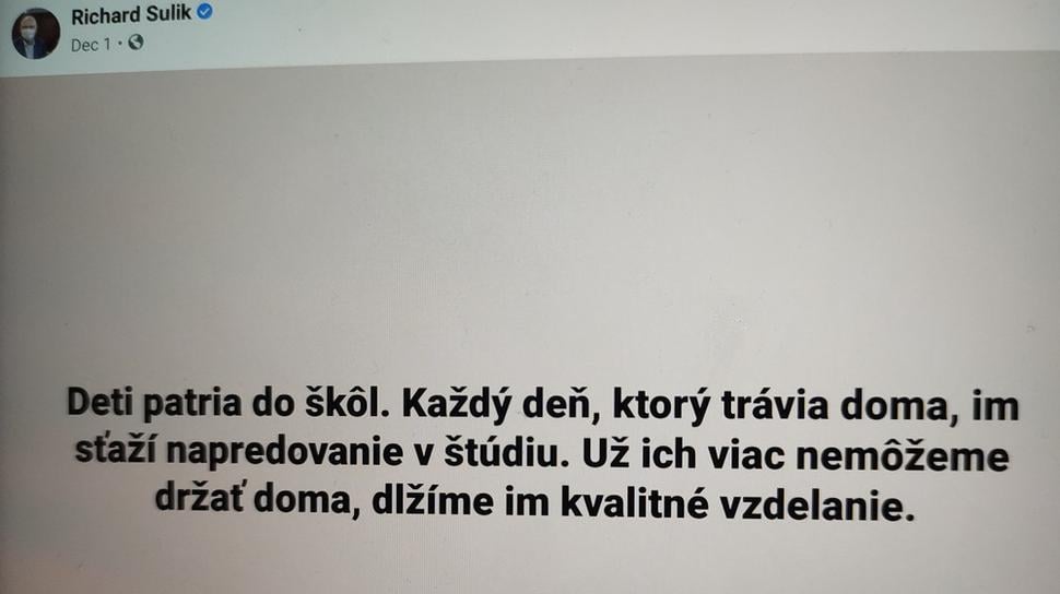 školy, FB Richard Sulík