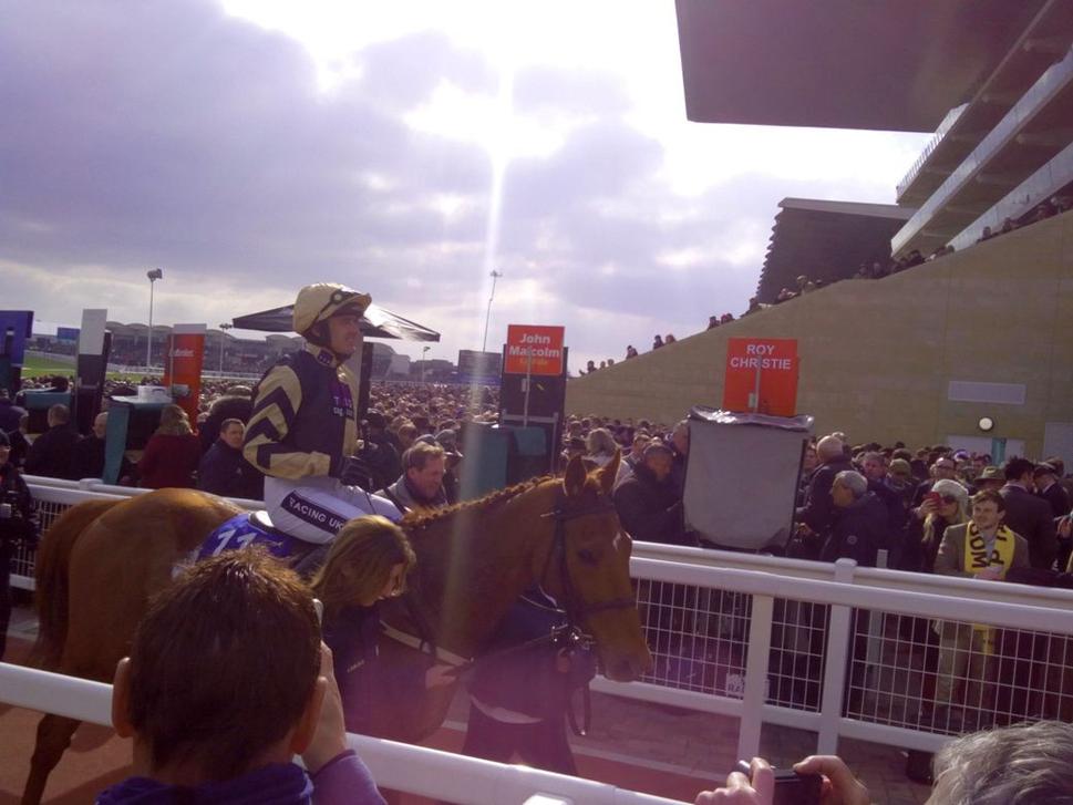 Jockey Ruby Walsh po víťazstve v prvom otváracom dostihu Champion Chase dňa na koni Yorkhill zo stajne Willieho Mullinsa