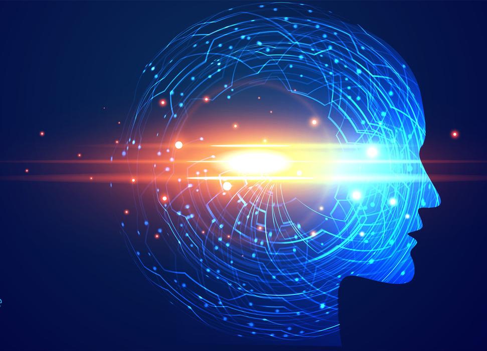 futuristic artificial intelligence face technology background