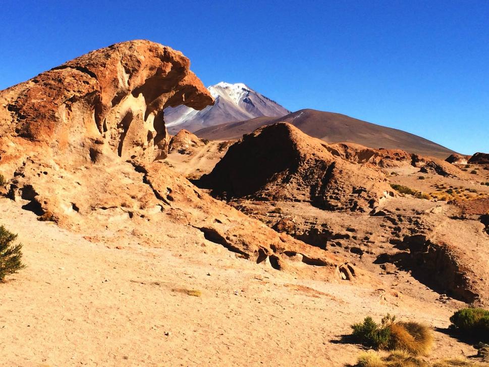 Sopka Ollague na povrchu Marsu, ehm v Bolívii.