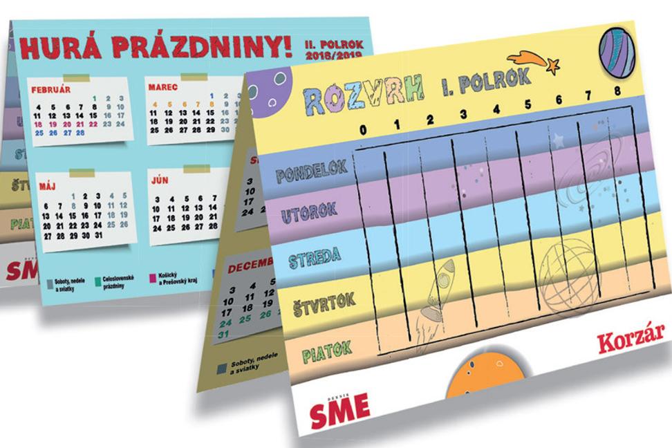 Školský rozvrh s kalendárom prázdnin v denníku SME