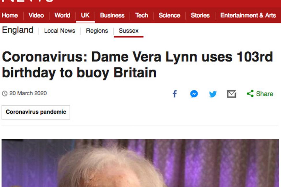 Válečná píseň. Aneb: Vera Lynn včera oslavila své 103. narozeniny