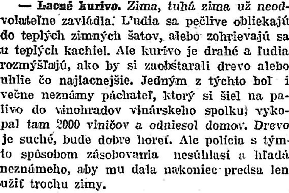 Zaujímavosti zo storočných novín (25.11. - 1.12.1922)