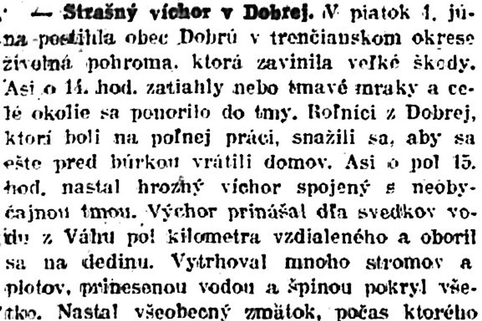 Zaujímavosti zo storočných novín (9. - 15.6.1923)