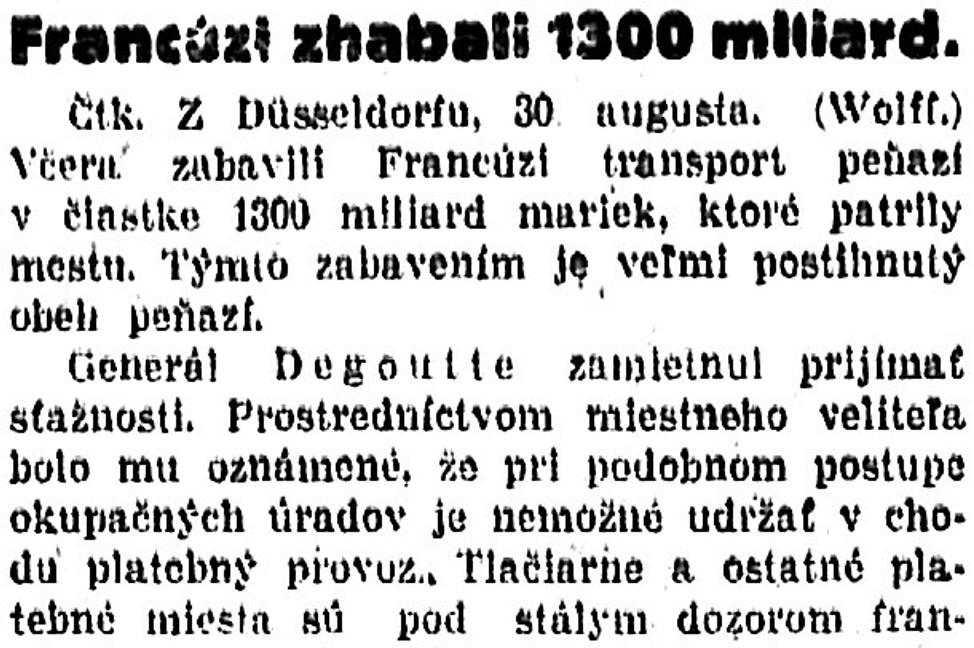 Zaujímavosti zo storočných novín (1. - 7.9.1923)