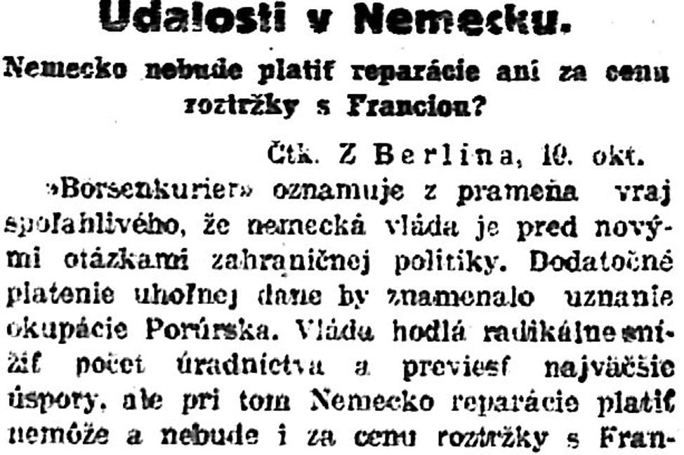 Zaujímavosti zo storočných novín (20. - 26.10.1923)