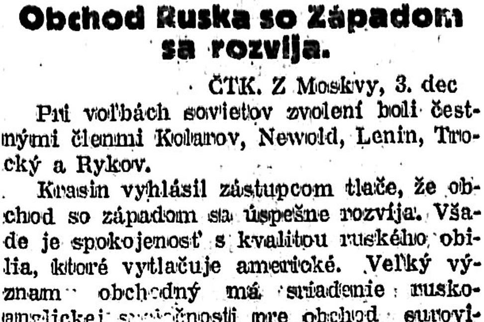 Zaujímavosti zo storočných novín (1. - 7.12.1923)