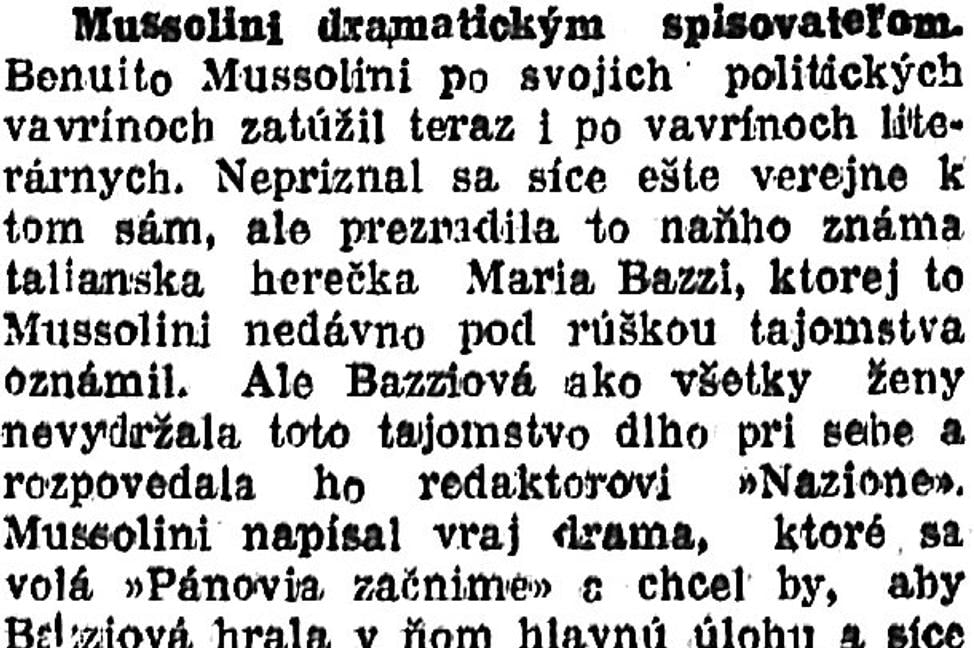 Zaujímavosti zo storočných novín (9. - 15.5.1925)