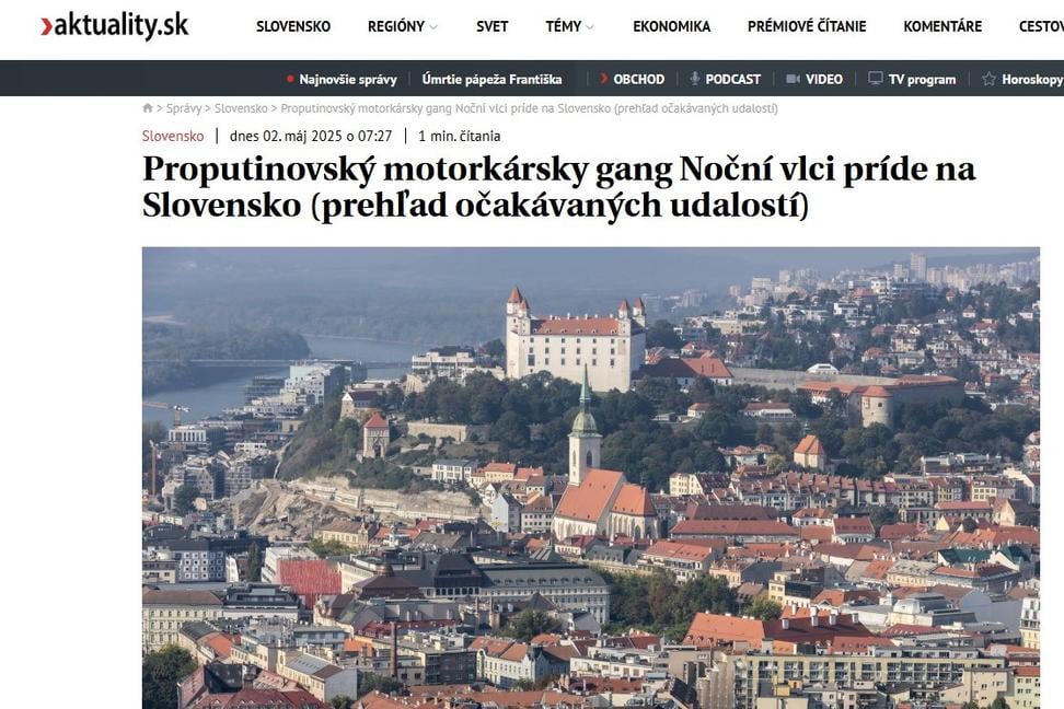 Noční vlci sú podľa Aktualít najdôležitejšou udalosťou dnešného dňa na Slovensku