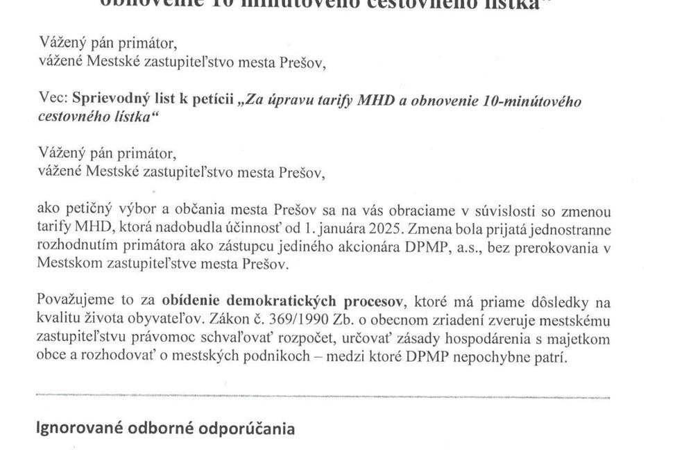 Viac ako 2 300 podpisov za spravodlivú MHD v Prešove: Petíciu sme odovzdali mestu