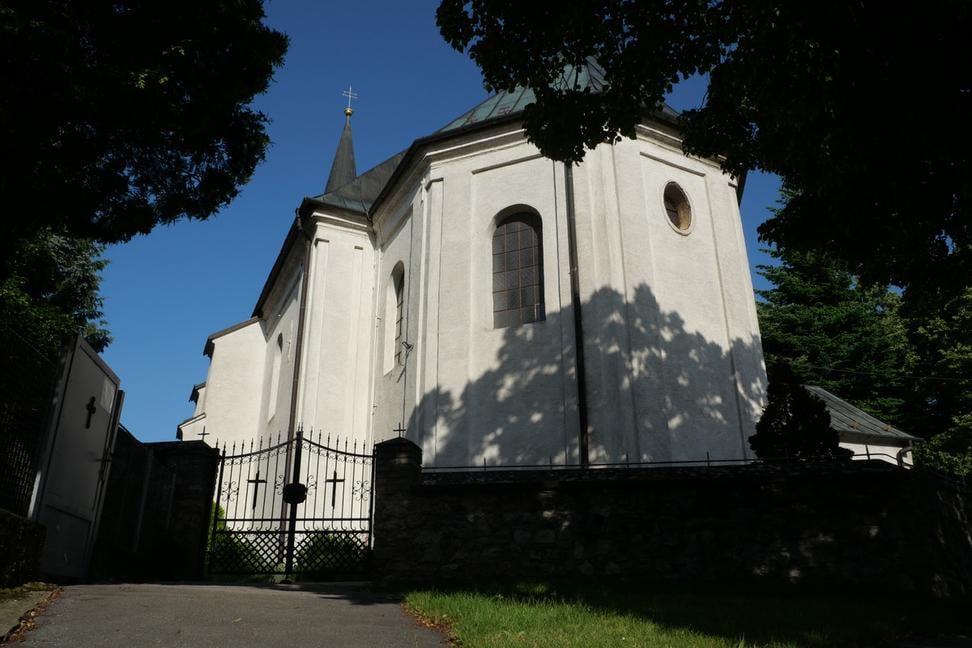 Prievaly, kostol za hradbami