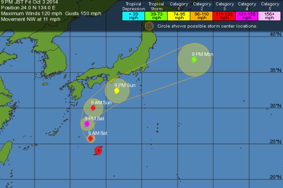 Tajfún Phanfone prinesie do Japonska výdatné zrážky