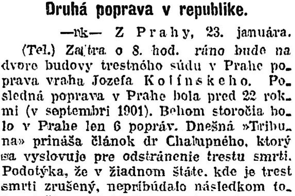Zaujímavosti zo storočných novín (20. - 26.1.1923)