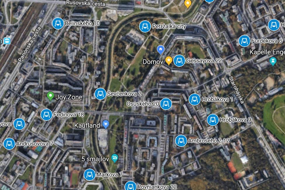 Mapa petržalských detských ihrísk